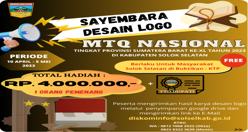 SAYEMBARA DESAIN LOGO MTQ NASIONAL TINGKAT SUMATERA BARAT KE-XL TAHUN 2023