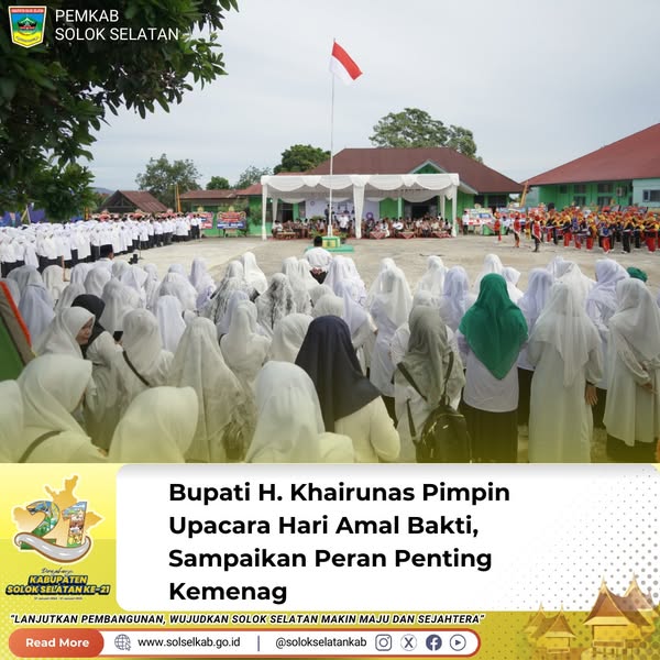 Bupati H. Khairunas Pimpin Upacara Hari Amal Bakti, Sampaikan Peran Penting Kemenag