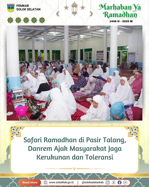 Safari Ramadhan di Pasir Talang, Danrem Ajak Masyarakat Jaga Kerukunan dan Toleransi