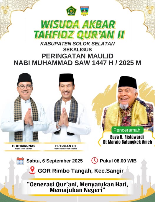 Alhamdulillah, Pemerintah Kabupaten Solok Selatan kembali menggelar Wisuda Akbar Tahfidz Qur'an II.n?