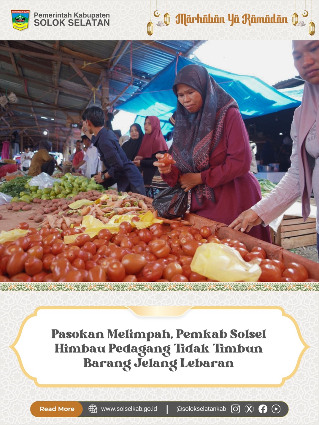 Pasokan Melimpah, Pemkab Solsel Himbau Pedagang Tidak Timbun Barang Jelang Lebaran